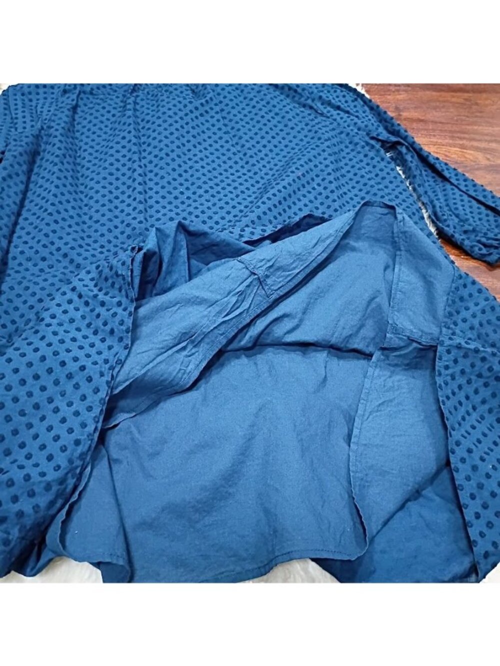 Loft Womens Polka Dot Navy Blue Dress XL Lightweight Cotton 3/4 Sleeve - Picture 10 of 13